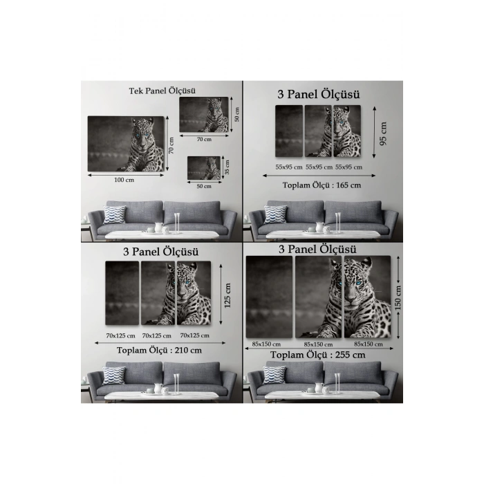 Mavi Gözlü Leopar Dekoratif Kanvas Tablo 1162