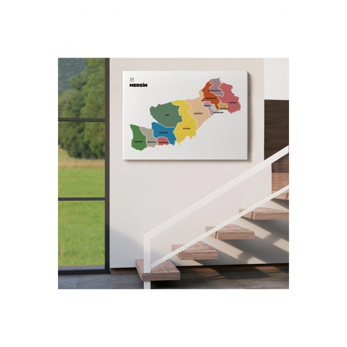 Mersin İli ve İlçeler Haritası  Dekoratif Kanvas Tablo 1419