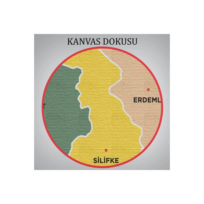 Mersin İli ve İlçeler Haritası  Dekoratif Kanvas Tablo 1419