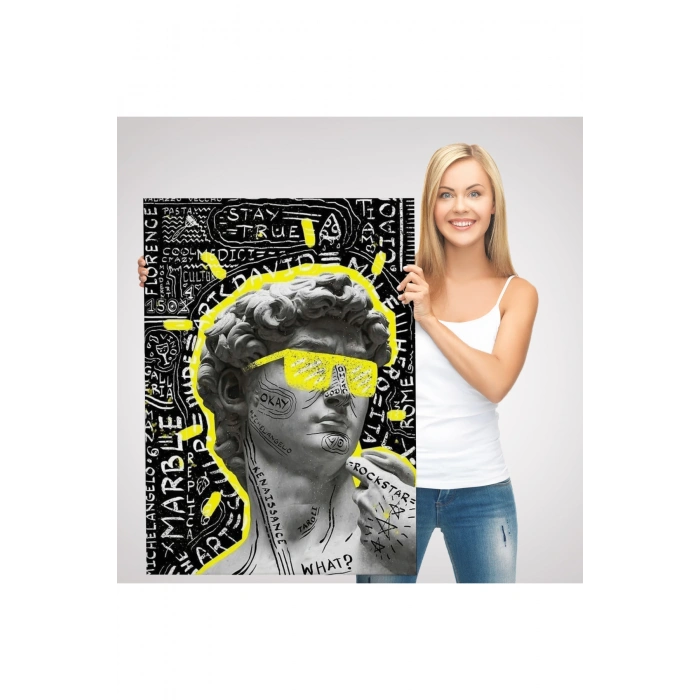 Michelangelo Buonarroti Davud Pop Art Tablosu-6376