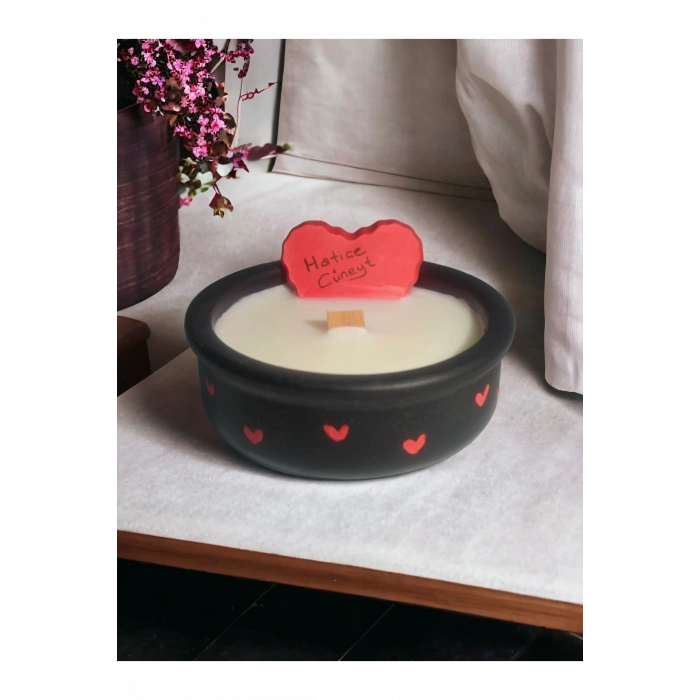 Mora Mora Kokulu Aromaterapi Mum, Ahşap Fitilli, Dekoratif Doğal Çömlek Mum