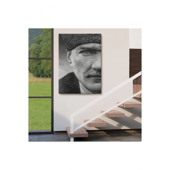 Mustafa Kemal Atatürk Siyah Beyaz Tablosu-6303