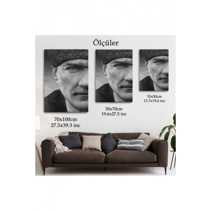 Mustafa Kemal Atatürk Siyah Beyaz Tablosu-6303
