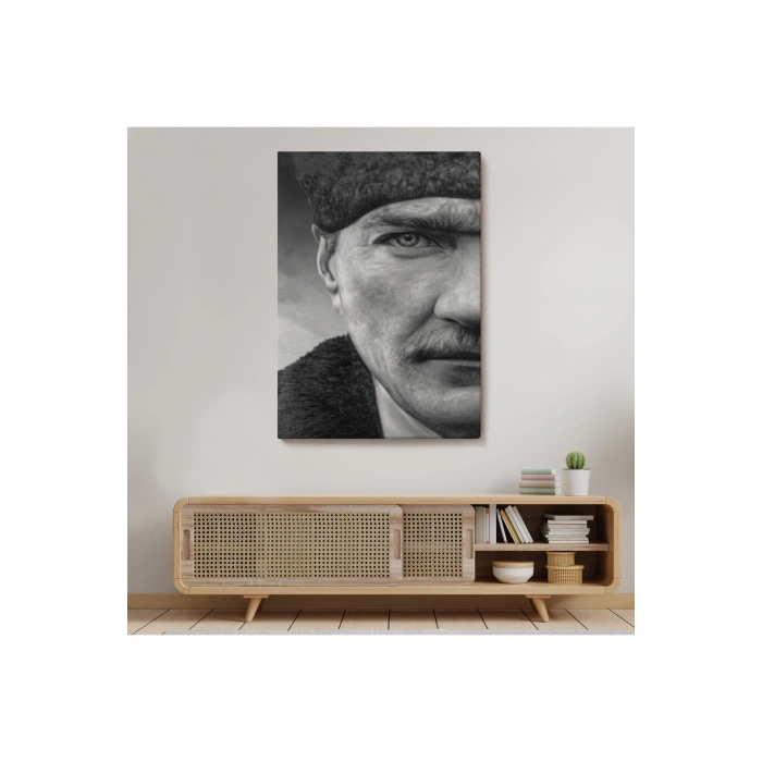 Mustafa Kemal Atatürk Siyah Beyaz Tablosu-6303