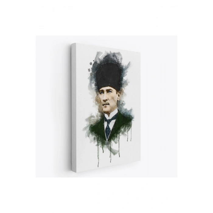 Mustafa Kemal Atatürkün Suluboya Görünümlü Portresi Dekoratif Kanvas Tablo-DA-78