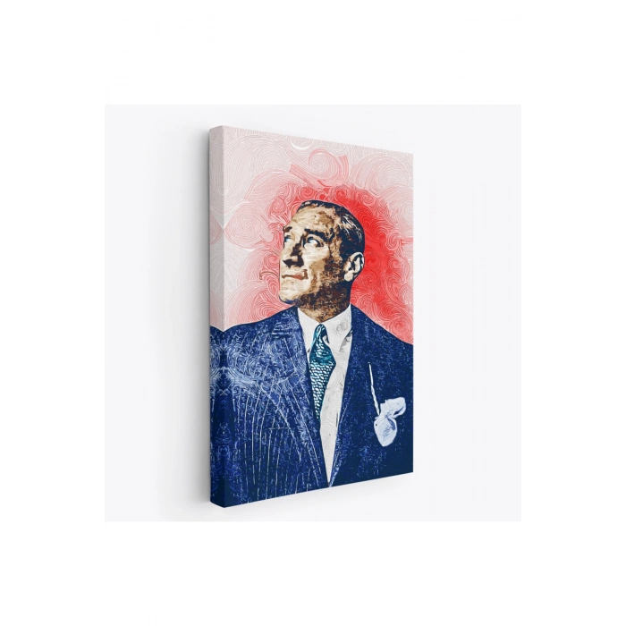 Mustafa Kemal Atatürkün Yağlıboya Görünümlü Portre Çizimi Dekoratif Kanvas Tablo-DD-81