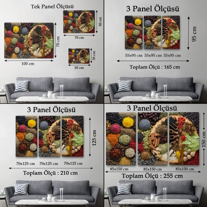 Mutfak Masasın da  Baharatlar Dekoratif Kanvas Duvar Tablosu-3659