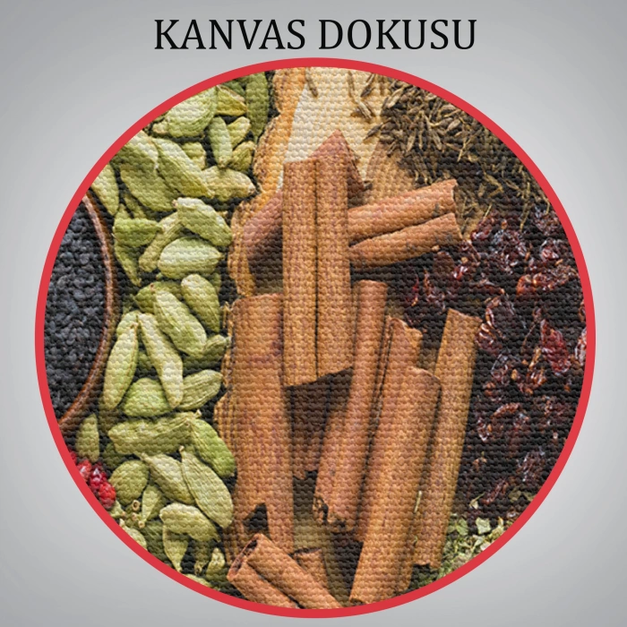 Mutfak Masasın da  Baharatlar Dekoratif Kanvas Duvar Tablosu-3659