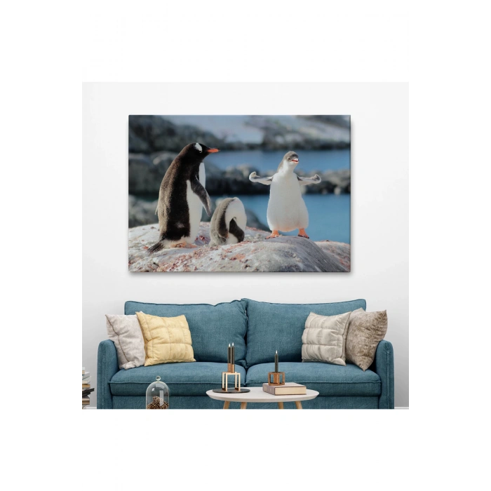 Mutlu Penguenler Dekoratif Kanvas Tablo 1172