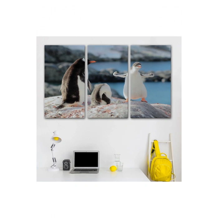Mutlu Penguenler Dekoratif Kanvas Tablo 1172