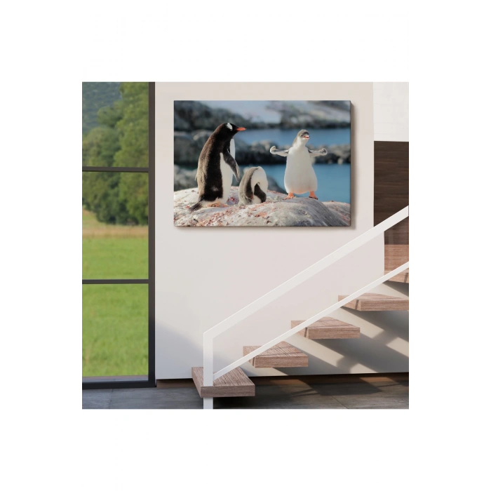 Mutlu Penguenler Dekoratif Kanvas Tablo 1172