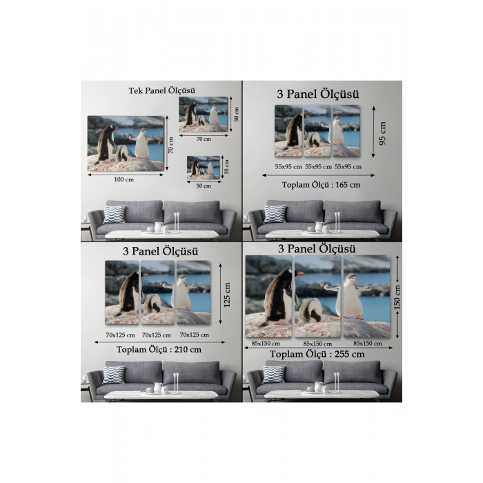 Mutlu Penguenler Dekoratif Kanvas Tablo 1172
