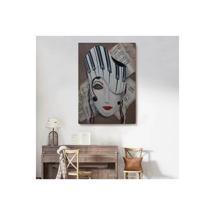 Müzik Notaları ve Kadın Sürreal Tablosu-6489