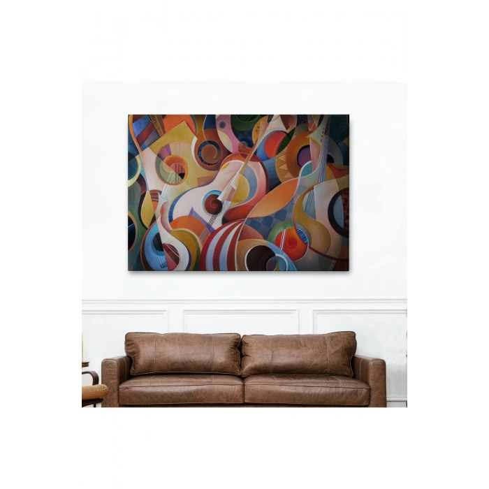 Müzik Temalı Soyut Yağlıboya Görünüm Dekoratif Kanvas Tablo-3705