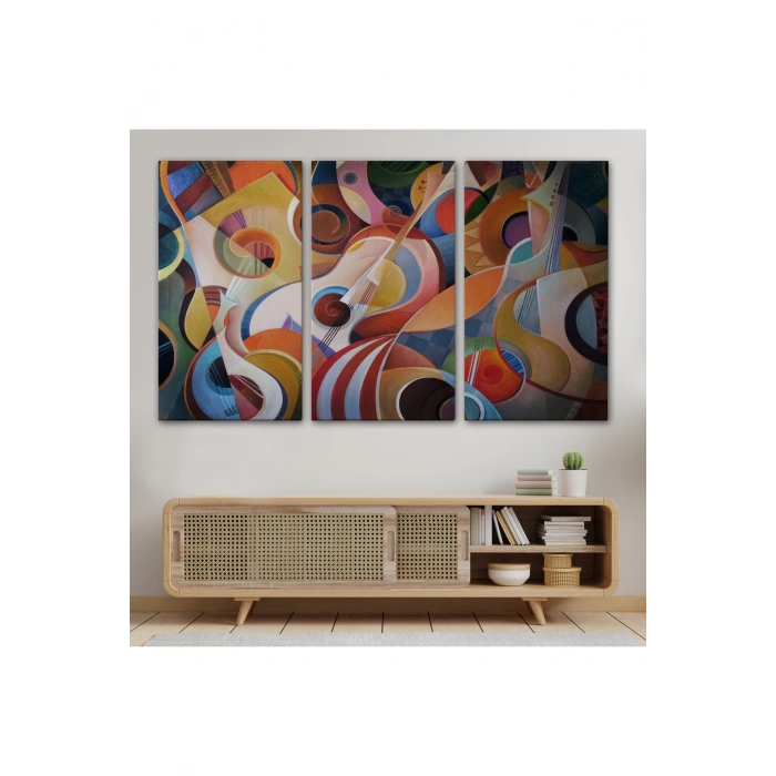 Müzik Temalı Soyut Yağlıboya Görünüm Dekoratif Kanvas Tablo-3705