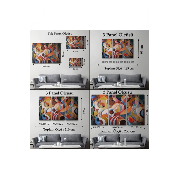 Müzik Temalı Soyut Yağlıboya Görünüm Dekoratif Kanvas Tablo-3705