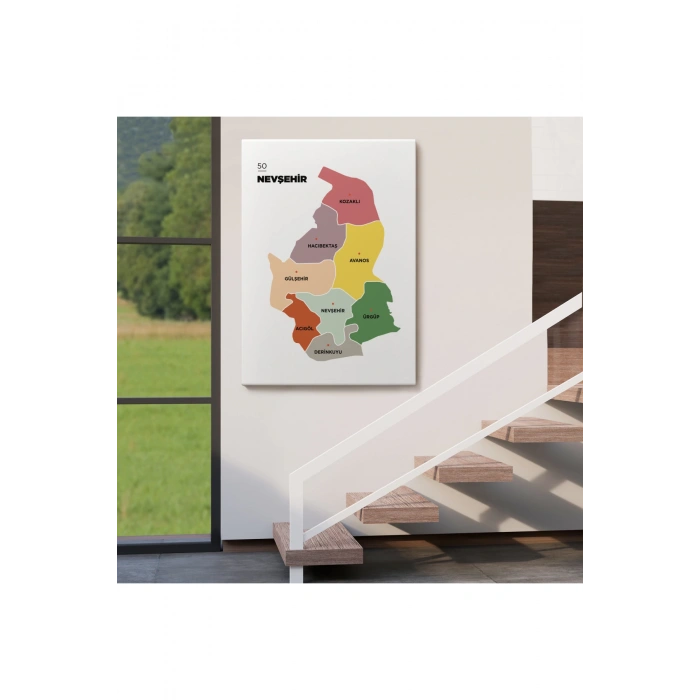 Nevşehir İli ve İlçeler Haritası  Dekoratif Kanvas Tablo 1428