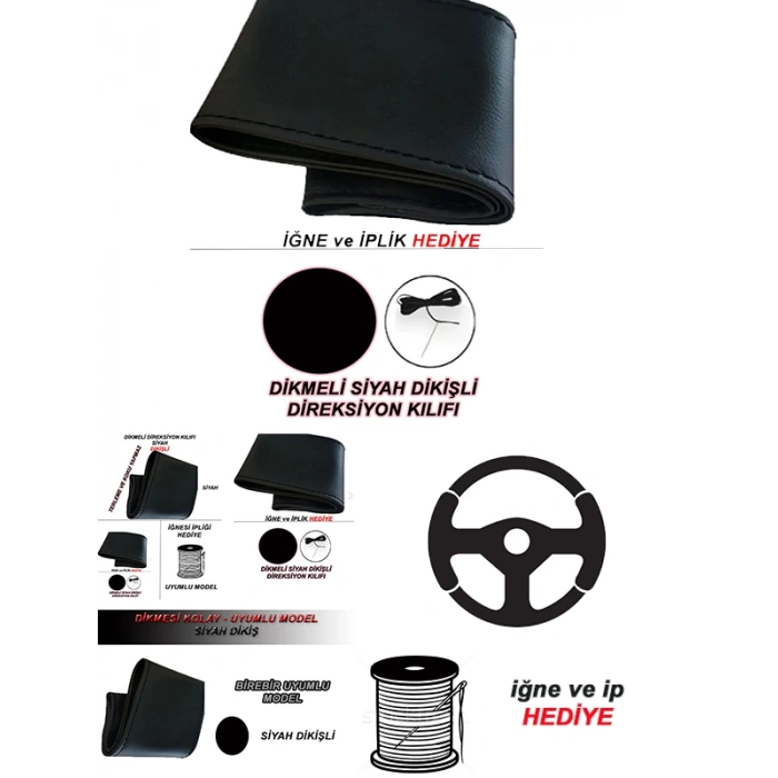 NISSAN PRİMERA 03 Uyumlu Araç,Araba,Oto direksiyon kılıfı siyah dikiş