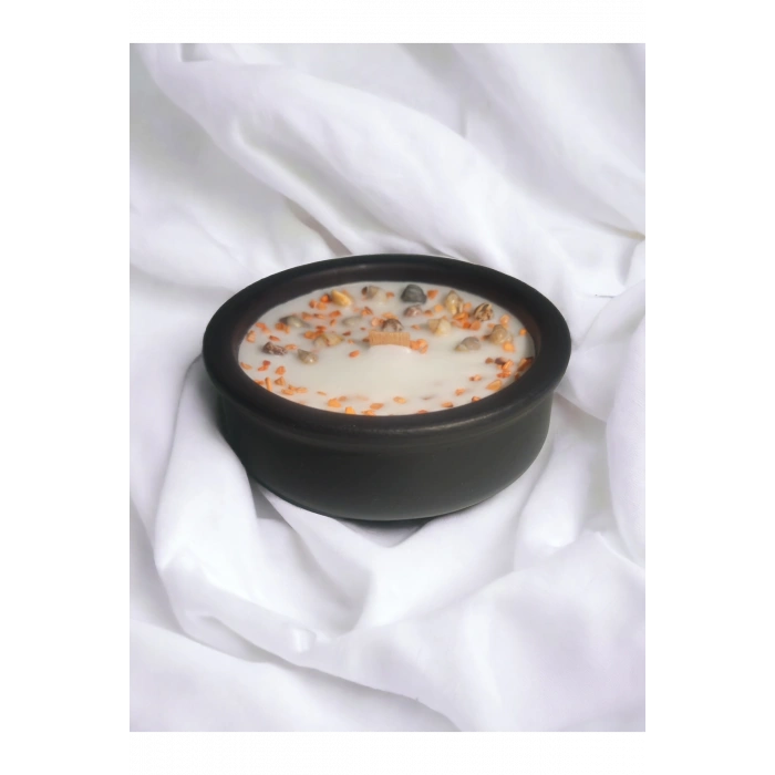 Okyanus Kokulu Aromaterapi Mum, Ahşap Fitilli, Dekoratif Doğal Çömlek Mum