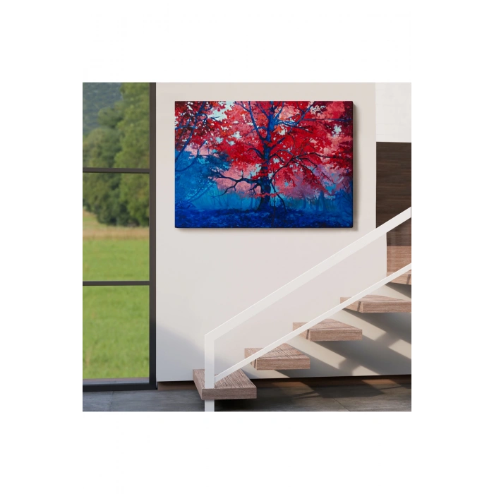 Ormandaki Güzel Sonbahar Ağacı Kanvas Duvar Tablosu-1192