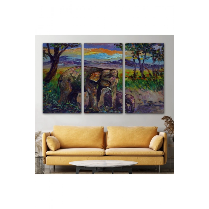 Ormandaki Yavru Fil ve Anne Fil Tablosu-1242