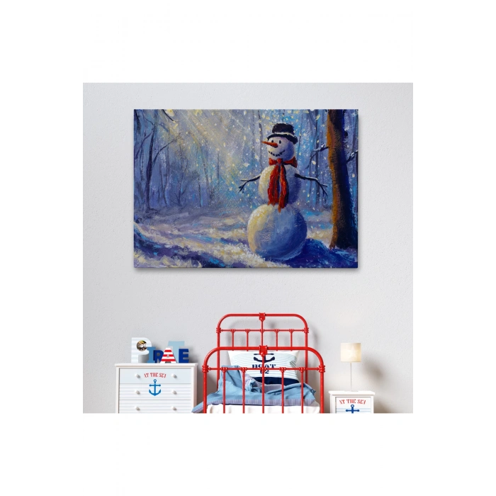 Ormanında Güneş Işınlarıyla Aydınlatılan Kardanadam Tablosu-1239