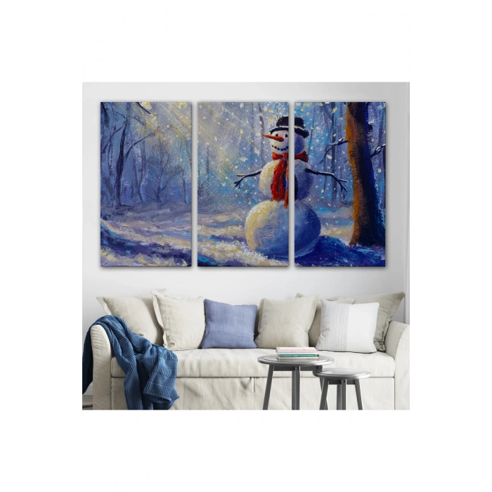 Ormanında Güneş Işınlarıyla Aydınlatılan Kardanadam Tablosu-1239