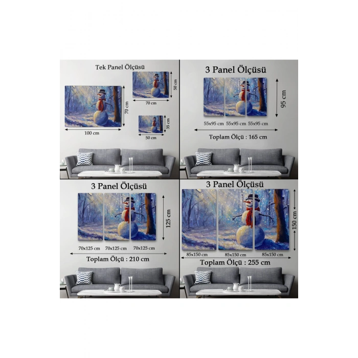 Ormanında Güneş Işınlarıyla Aydınlatılan Kardanadam Tablosu-1239