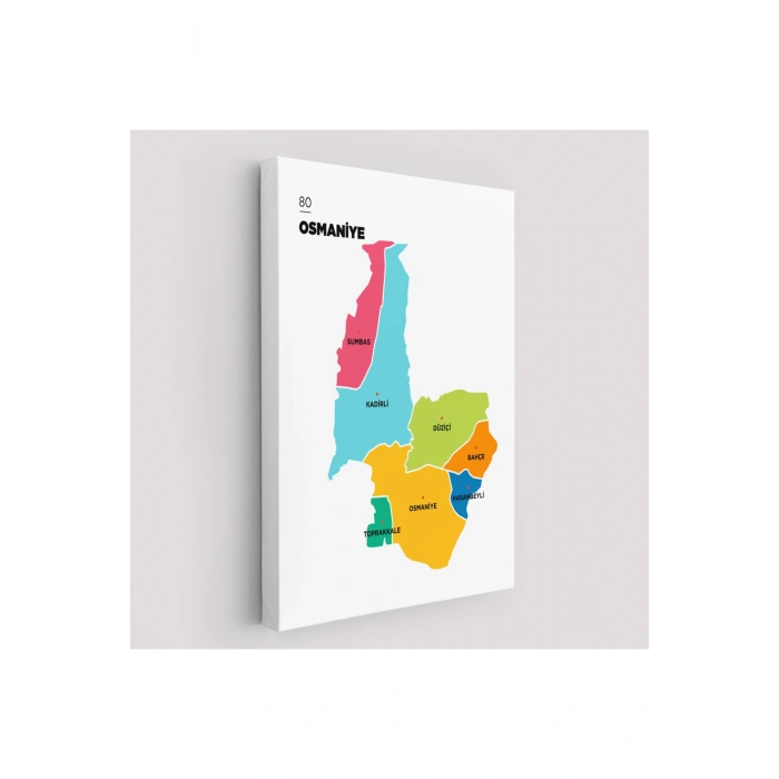 Osmaniye İli ve İlçeler Haritası  Dekoratif Kanvas Tablo 1436