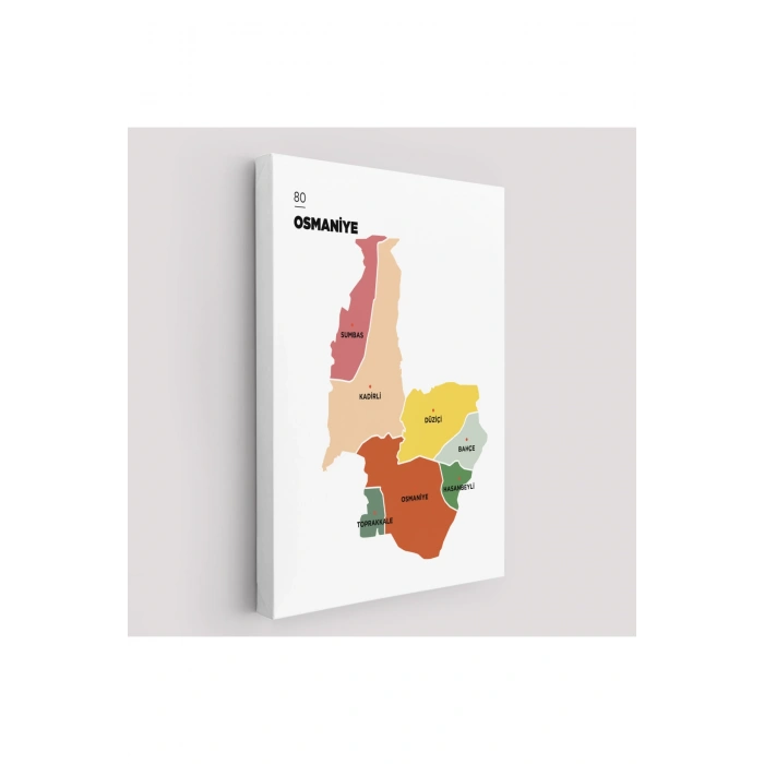 Osmaniye İli ve İlçeler Haritası  Dekoratif Kanvas Tablo 1437