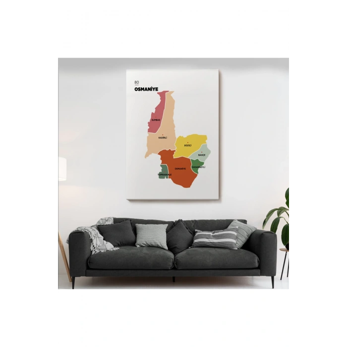 Osmaniye İli ve İlçeler Haritası  Dekoratif Kanvas Tablo 1437