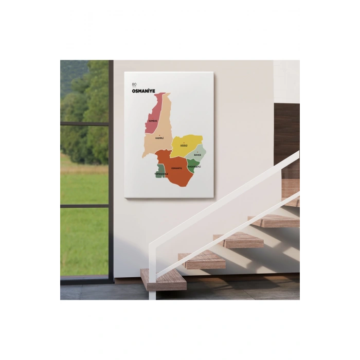 Osmaniye İli ve İlçeler Haritası  Dekoratif Kanvas Tablo 1437