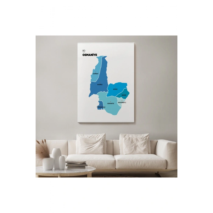 Osmaniye İli ve İlçeler Haritası  Dekoratif Kanvas Tablo 1438