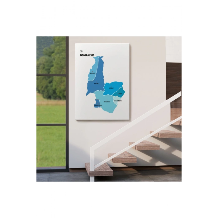 Osmaniye İli ve İlçeler Haritası  Dekoratif Kanvas Tablo 1438