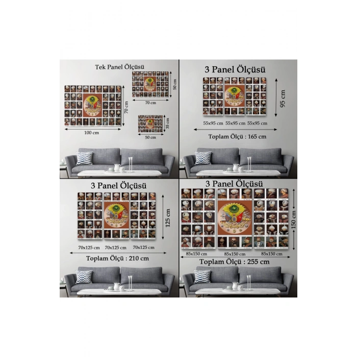 Osmanlı Padişahlarının Tümü Dekoratif Duvar Tablosu-6549