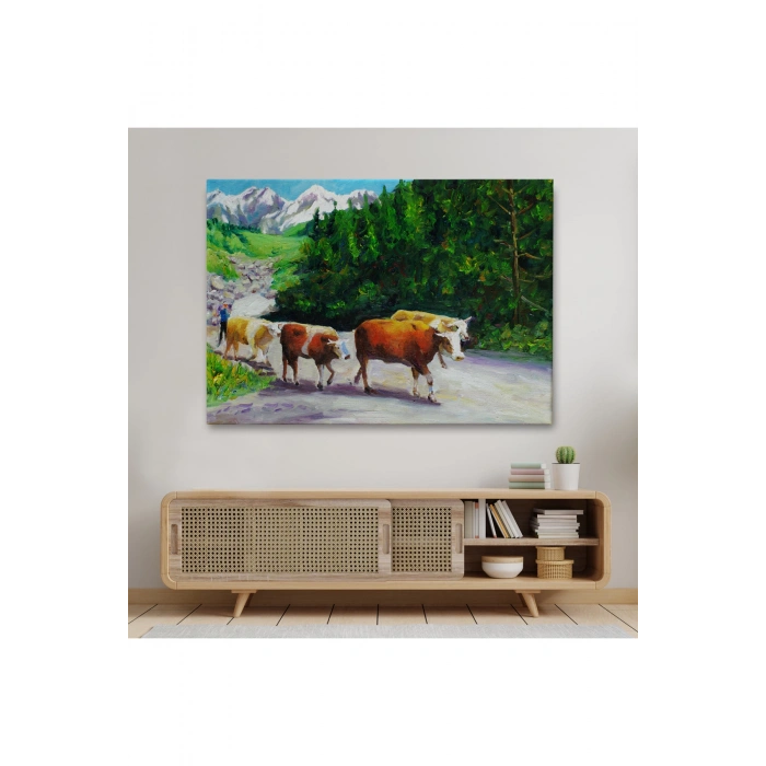 Otlayan Boğa Kanvas Duvar Tablosu-1183