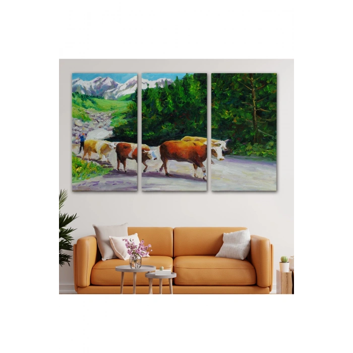 Otlayan Boğa Kanvas Duvar Tablosu-1183