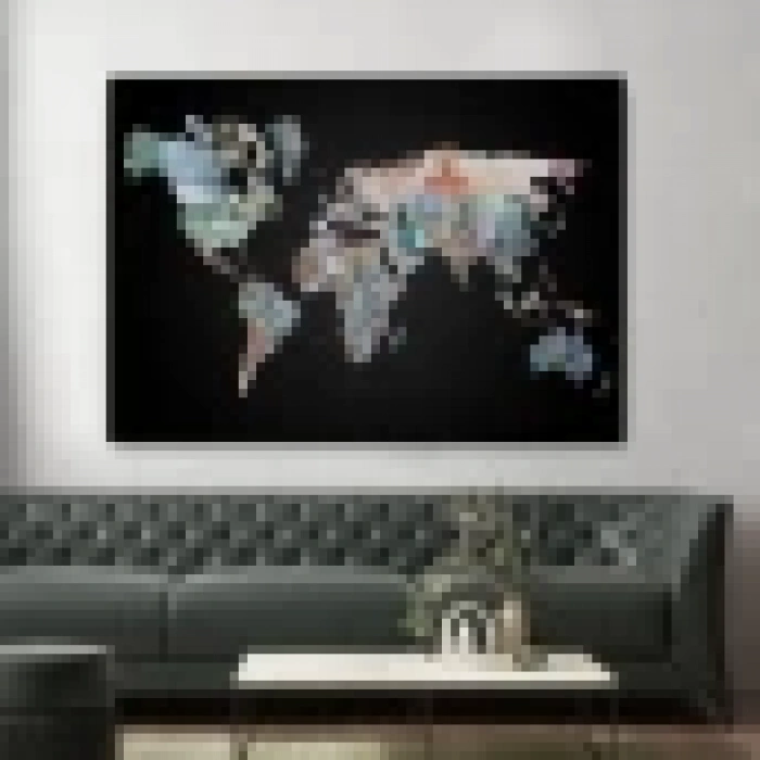 Para Desenli Kanvas Dünya haritası Kanvas Tablo 1012