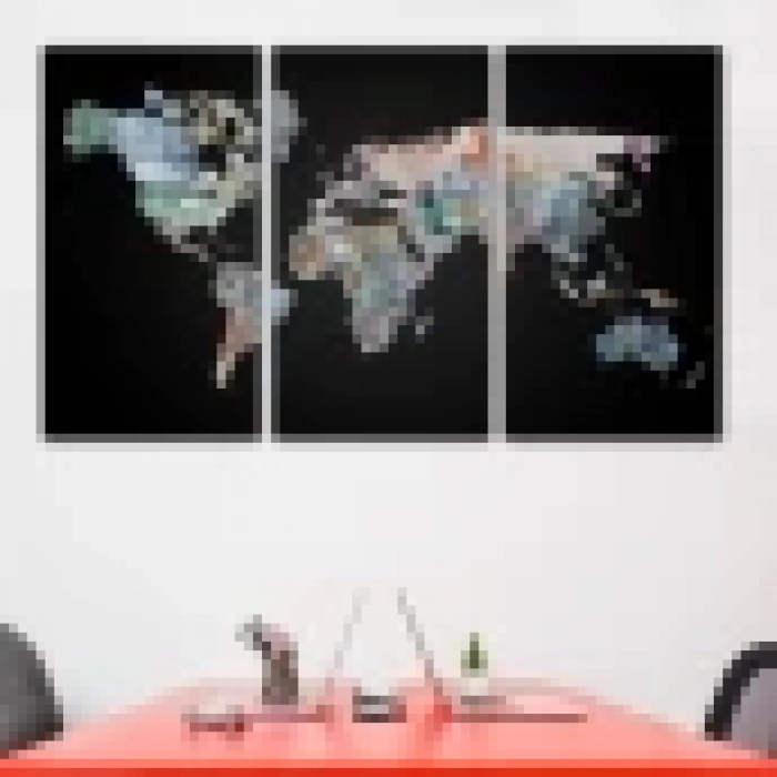 Para Desenli Kanvas Dünya haritası Kanvas Tablo 1012