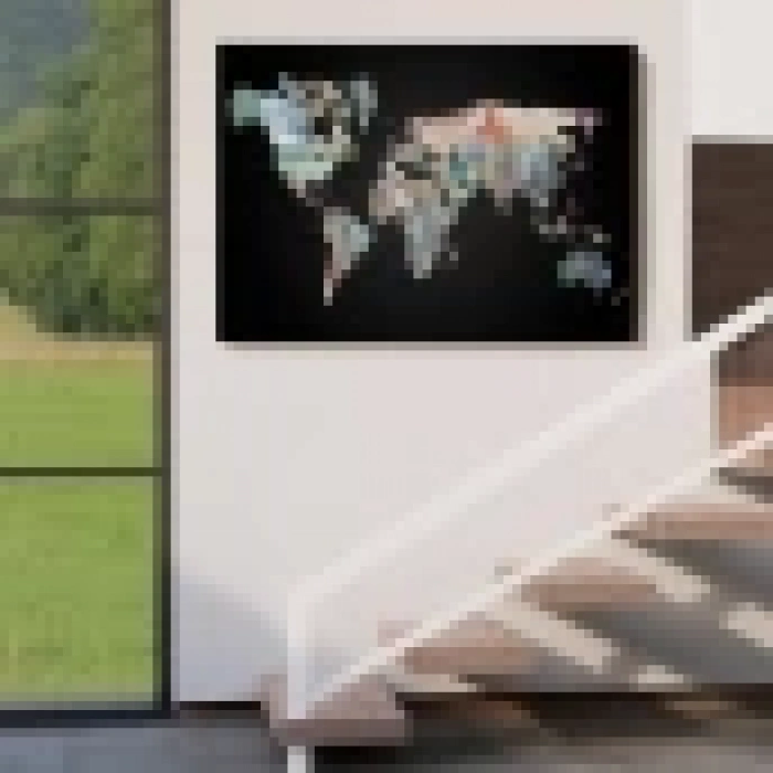 Para Desenli Kanvas Dünya haritası Kanvas Tablo 1012