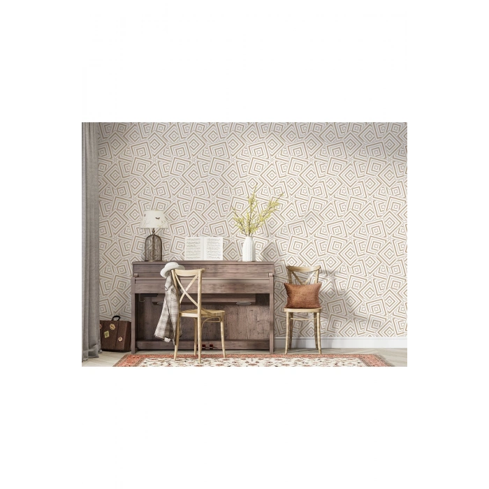 Pastel Renkli Geometrik Desenli Duvar Kağıdı-5777