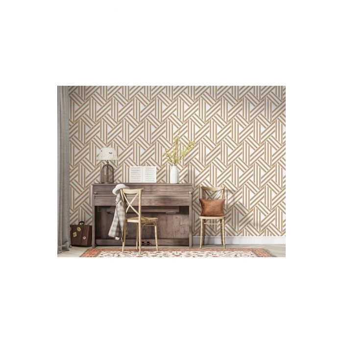 Pastel Renkli Geometrik Desenli Duvar Kağıdı-5785