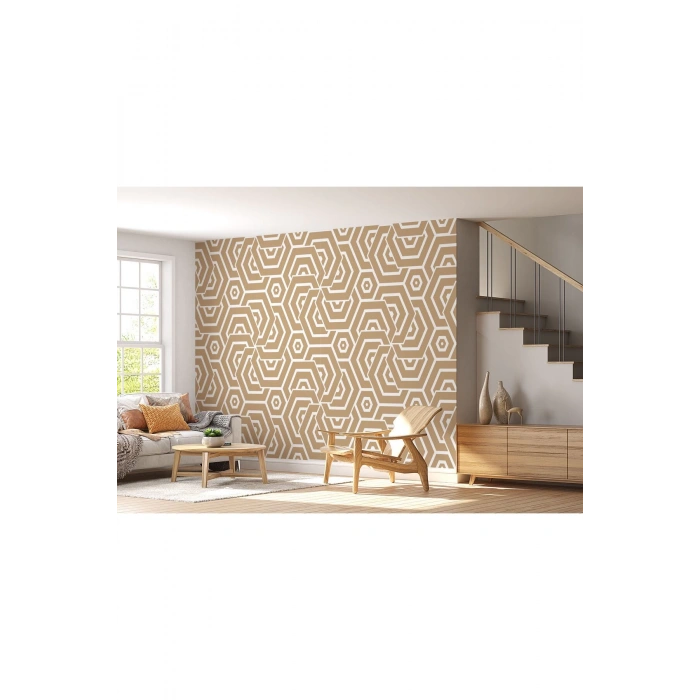 Pastel Renkli Geometrik Desenli Duvar Kağıdı-5786