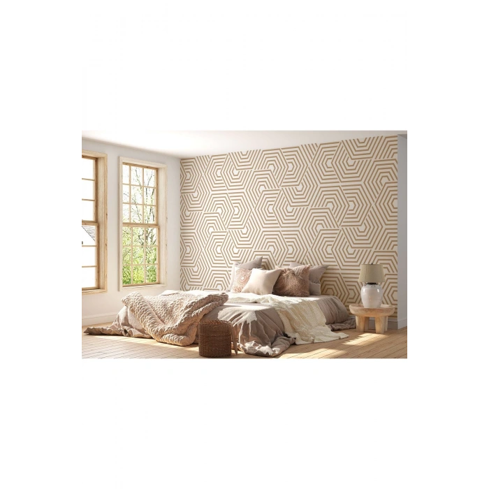 Pastel Renkli Geometrik Desenli Duvar Kağıdı-5788