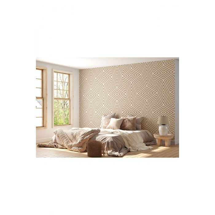Pastel Renkli Geometrik Desenli Duvar Kağıdı-5789