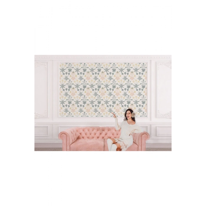 Pastel Renkli Yapraklar Çiçekler Duvar Kağıdı-5643