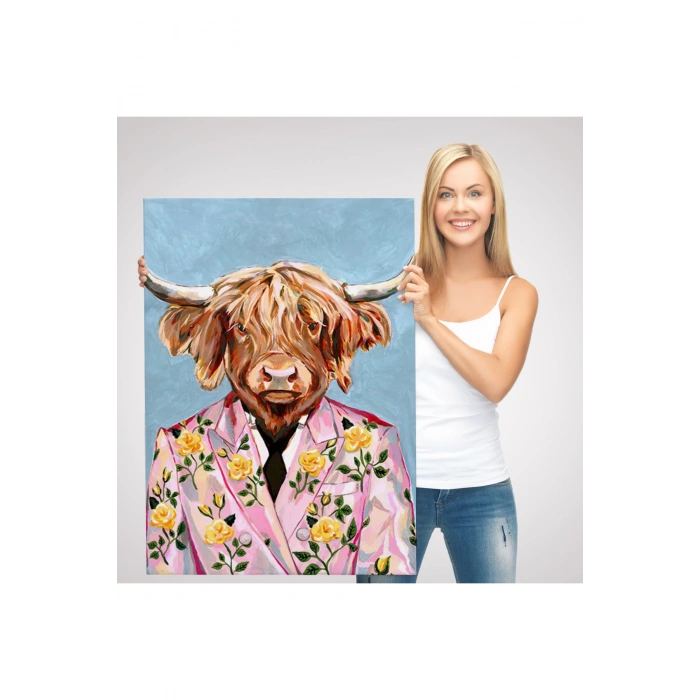 Pembe Ceketli Boğa Duvar Tablosu-6350