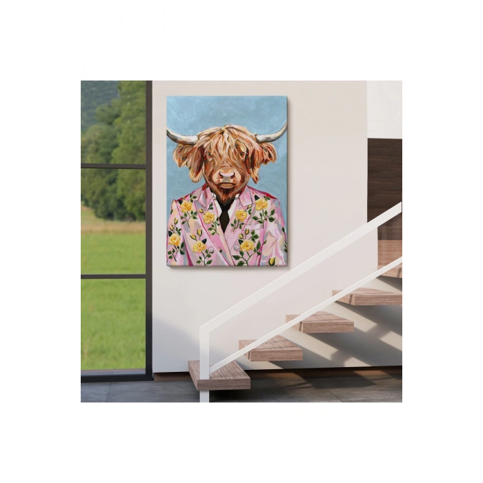 Pembe Ceketli Boğa Duvar Tablosu-6350