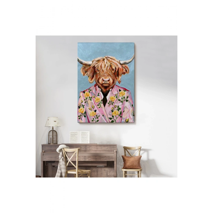 Pembe Ceketli Boğa Duvar Tablosu-6350