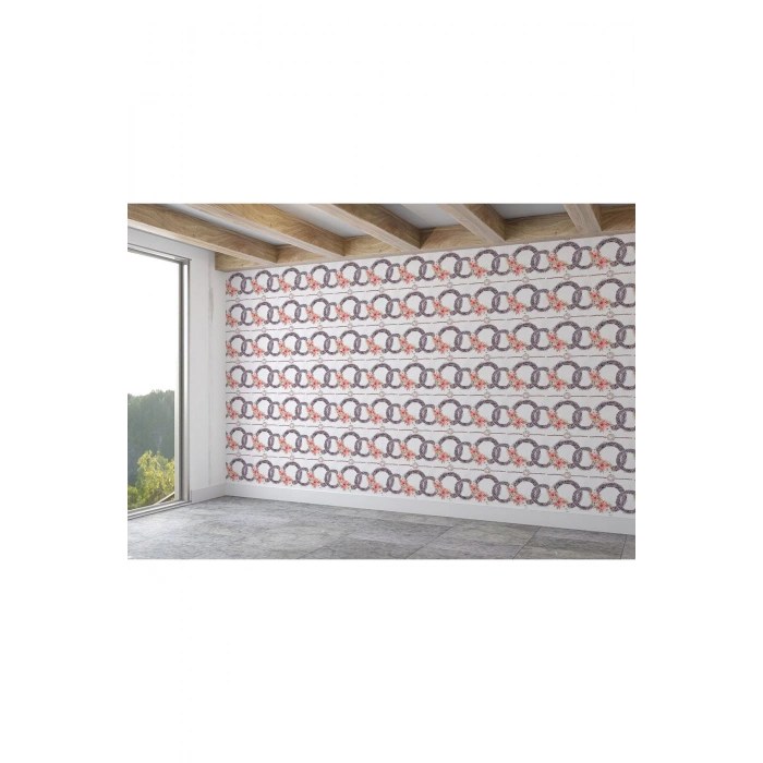 Pembe Çiçek Desenli Duvar Kağıdı-5593